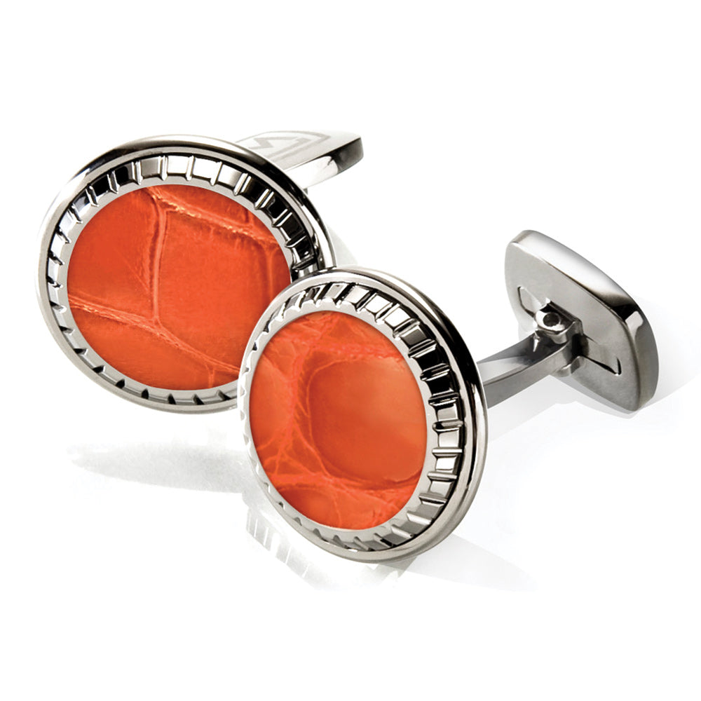 Orange Alligator Carved Cufflinks