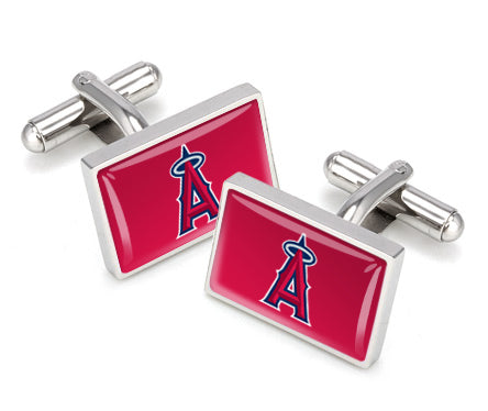 Angels of Anaheim logo cufflinks, polished steel with urethane coating