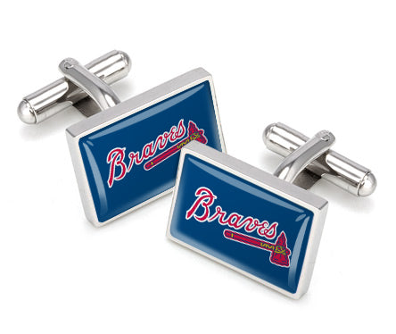 Atlanta Braves logo cufflinks, polished steel with urethane coating