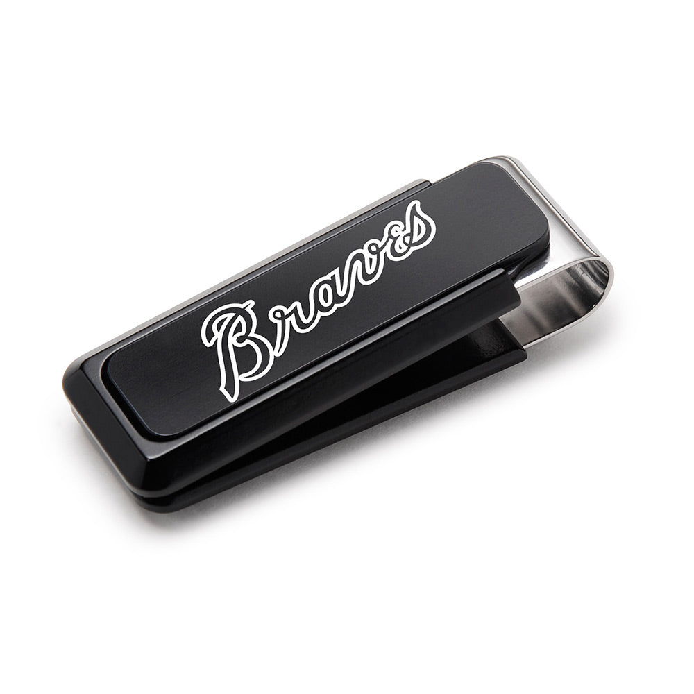 Atlanta Braves black solid slide money clip, laser engraved