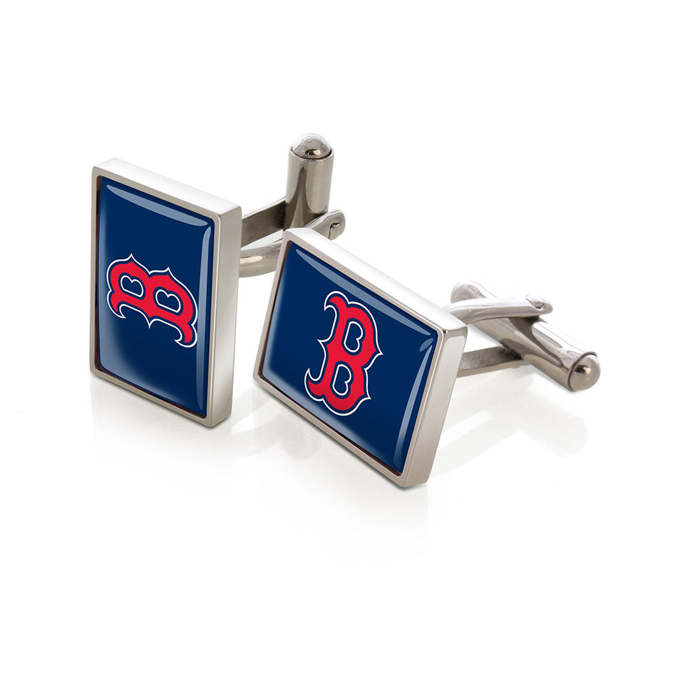 Boston Red Sox logo cufflinks, polished steel with urethane coating