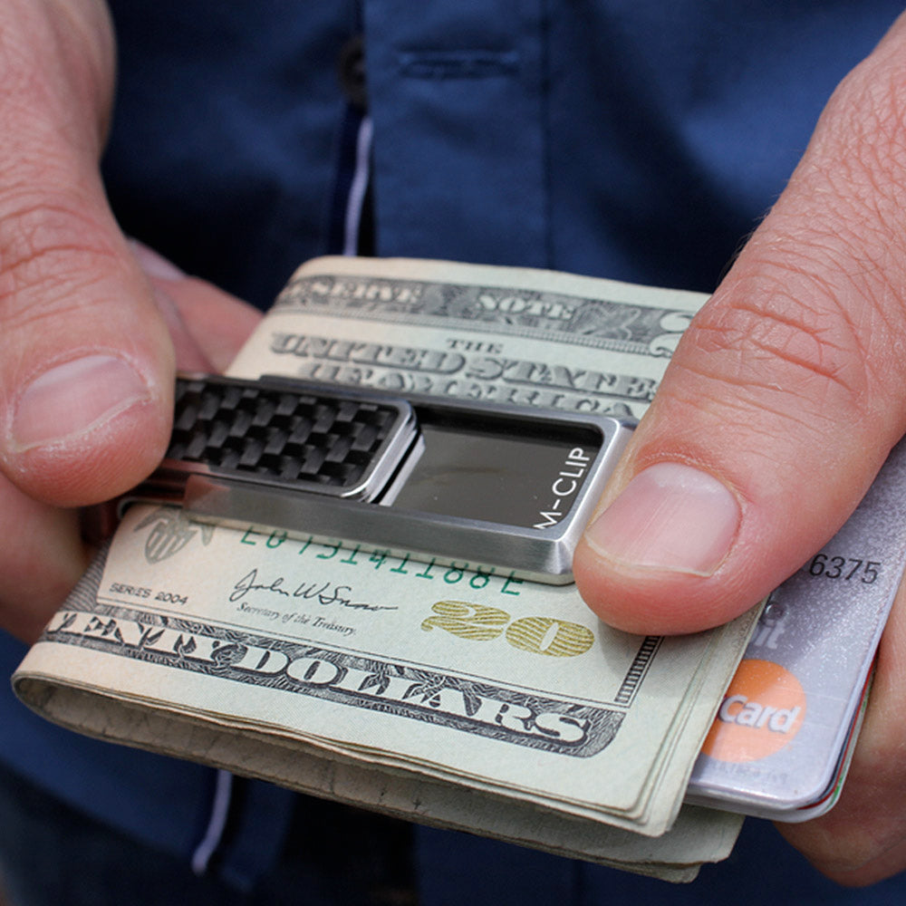 Stainless With Black Carbon Fiber Money Clip