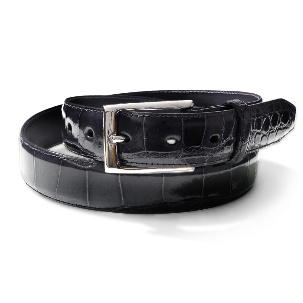 Genuine black alligator belt with buckle