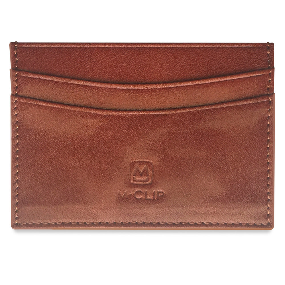 Brown leather RFID-blocking card case, wallet alternative