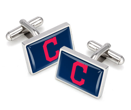 Cleveland Guardians logo cufflinks, polished steel with urethane coating