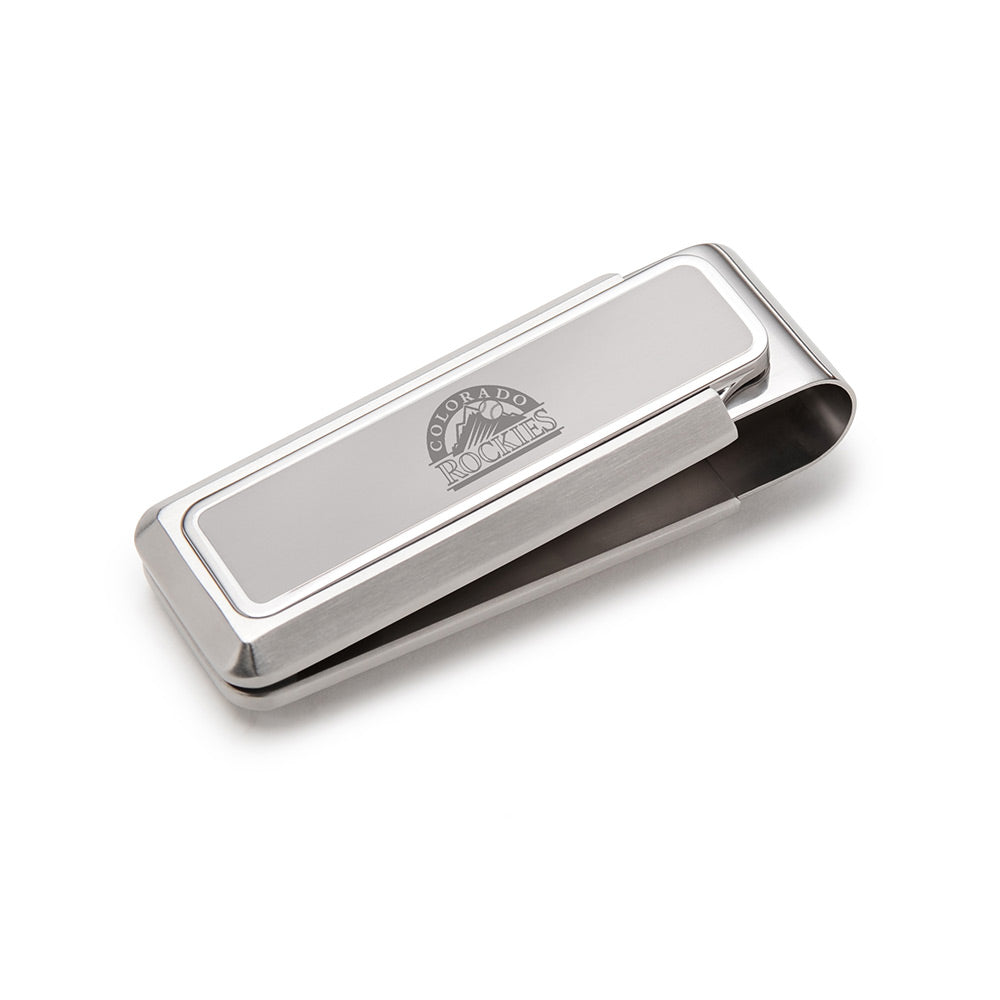 Colorado Rockies laser-engraved stainless money clip
