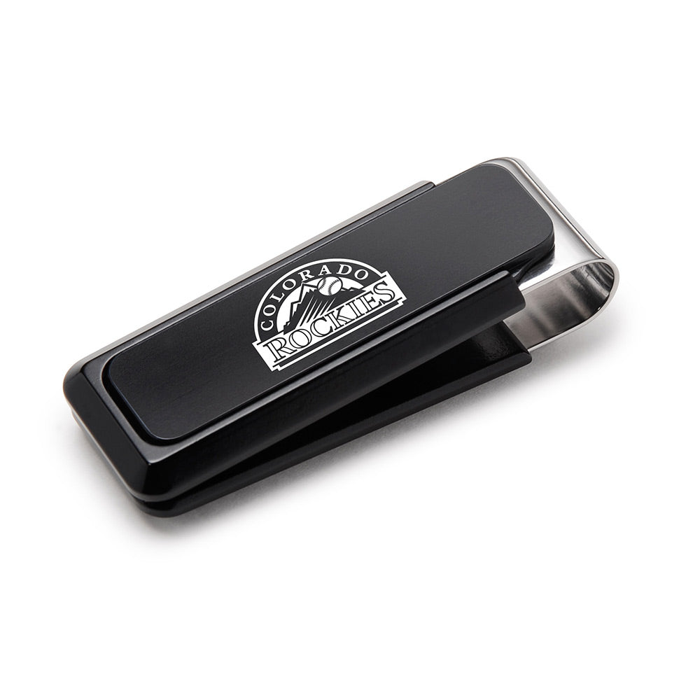Colorado Rockies black solid slide money clip, laser engraved