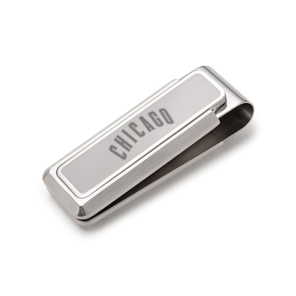 Chicago Cubs laser-engraved stainless money clip