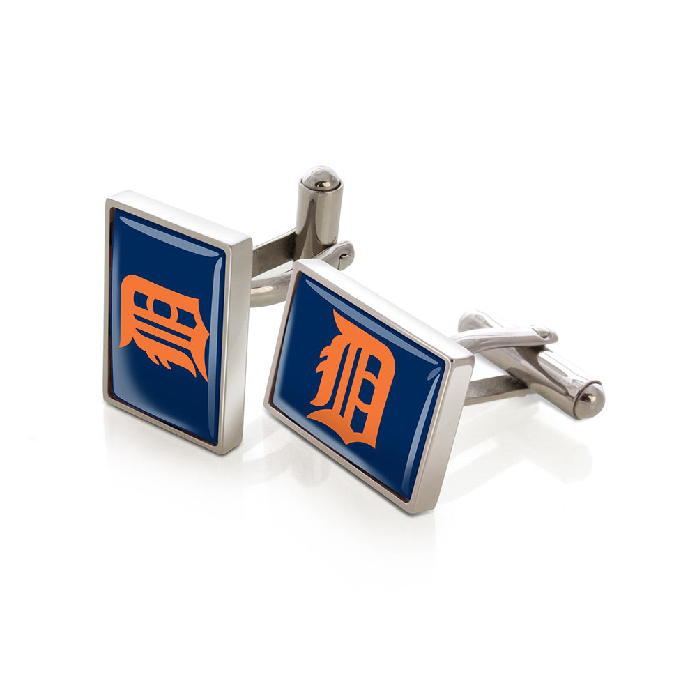 Detroit Tigers logo cufflinks, polished steel with urethane coating
