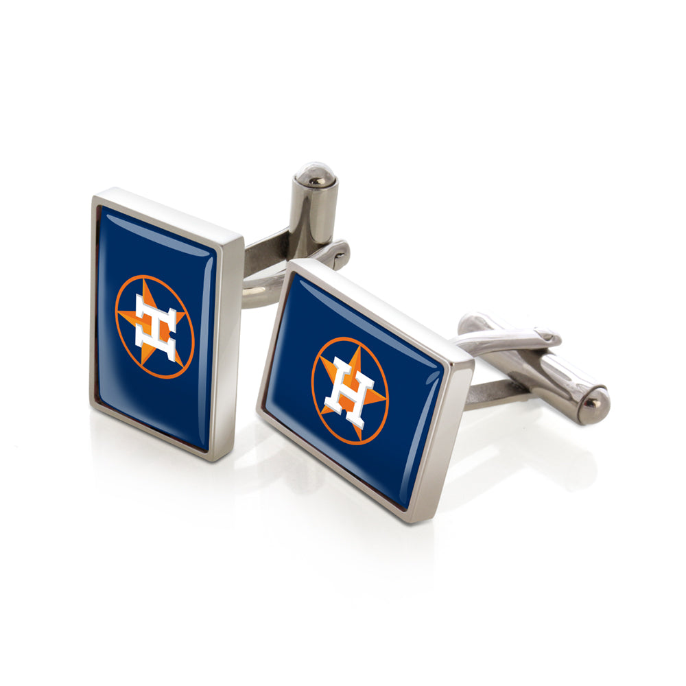 Houston Astros logo cufflinks, polished steel with urethane coating