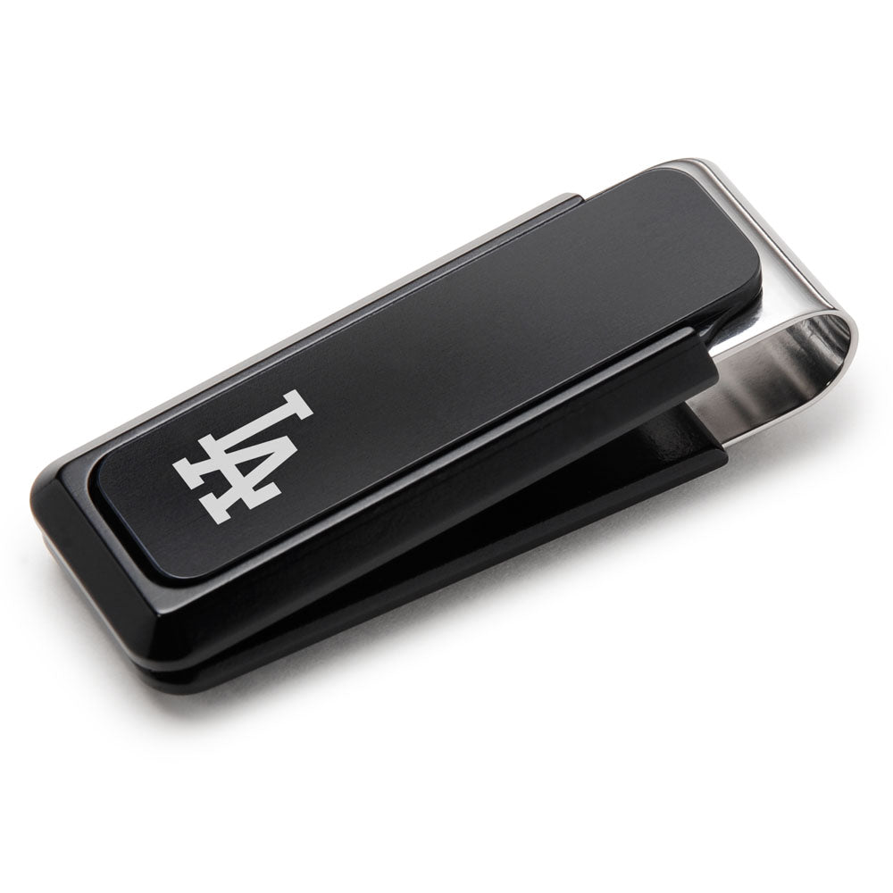 Los Angeles Dodgers black solid slide money clip, laser engraved