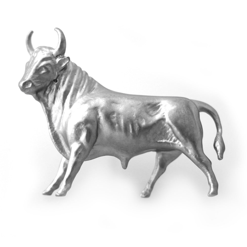 Antiqued bull lapel and tie pin