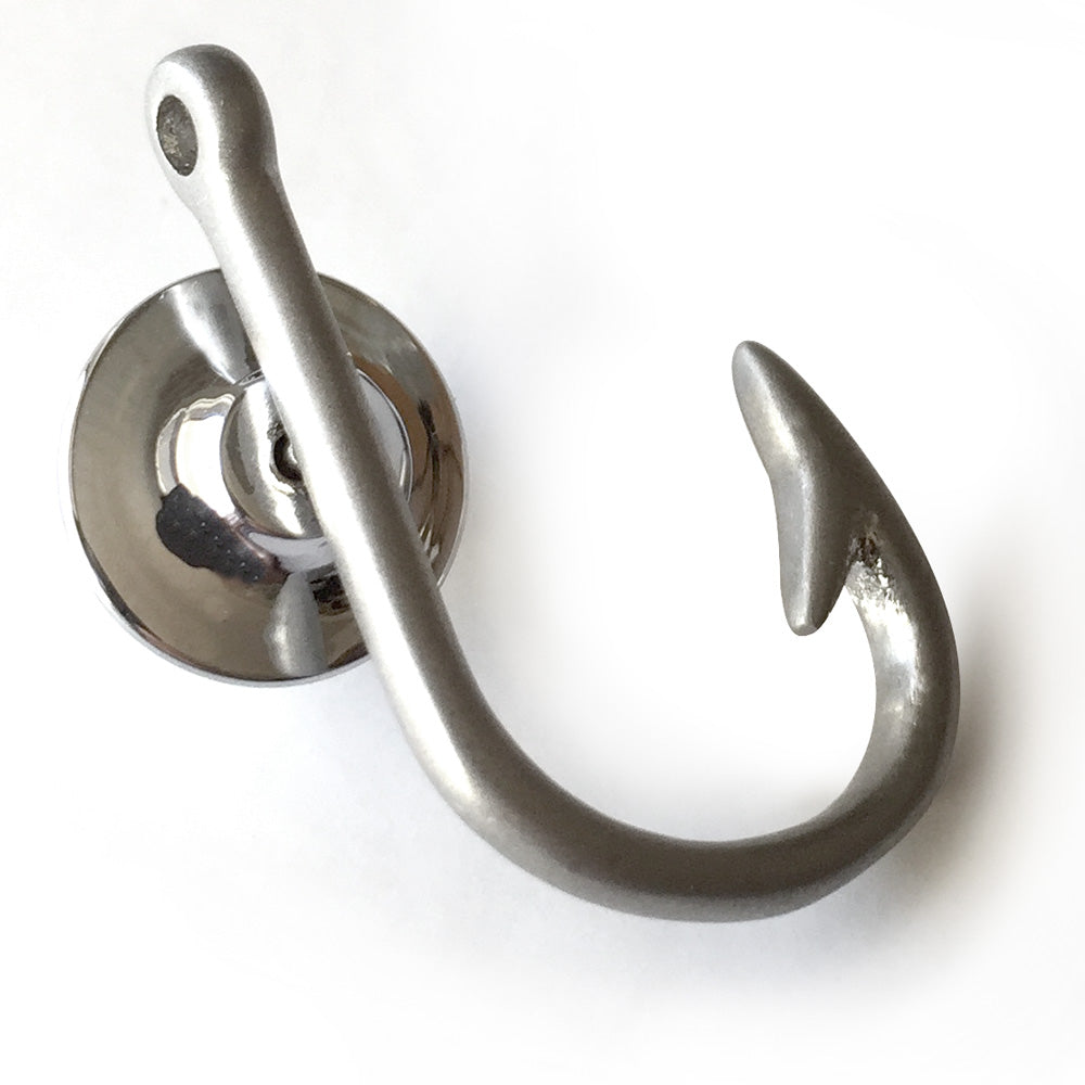Antiqued fishing hook lapel and tie pin