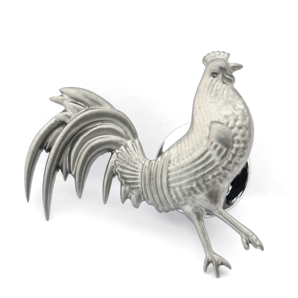 Antiqued rooster lapel and tie pin