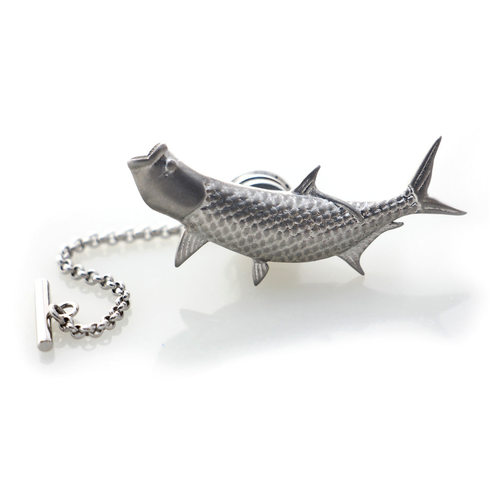 Antiqued tarpon magnetic lapel and tie pin