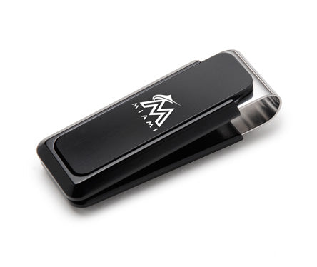 Miami Marlins black solid slide money clip, laser engraved