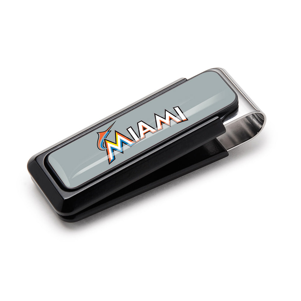 Miami Marlins logo money clip with urethane coating