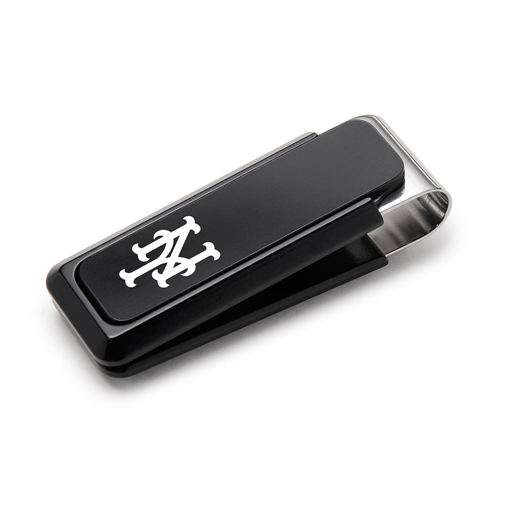 New York Mets black solid slide money clip, laser engraved