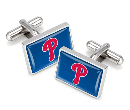 Philadelphia Phillies logo cufflinks, polished steel with urethane coating
