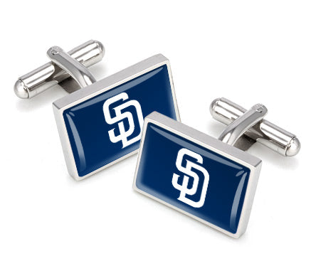 San Diego Padres logo cufflinks, polished steel with urethane coating
