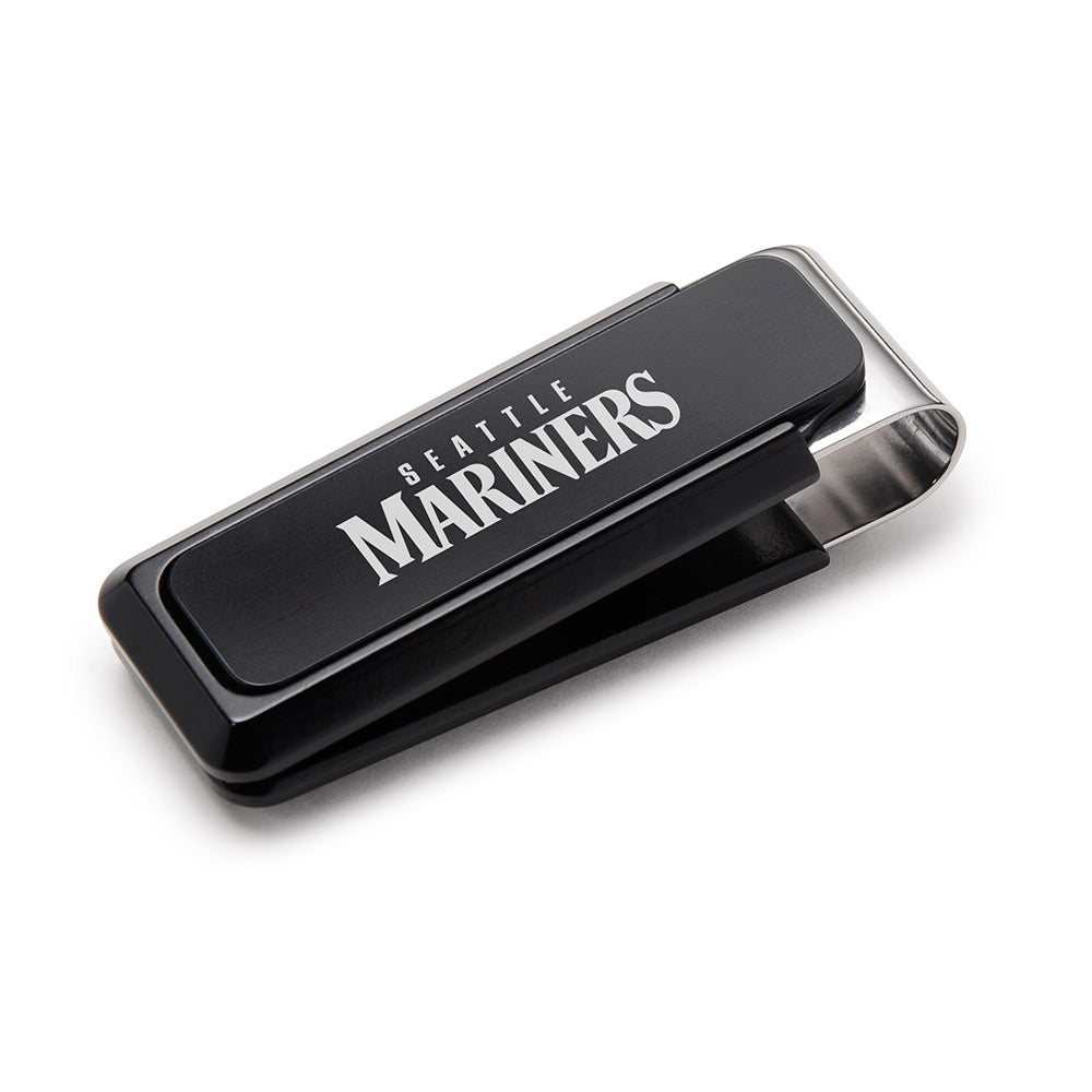 Seattle Mariners black solid slide money clip, laser engraved