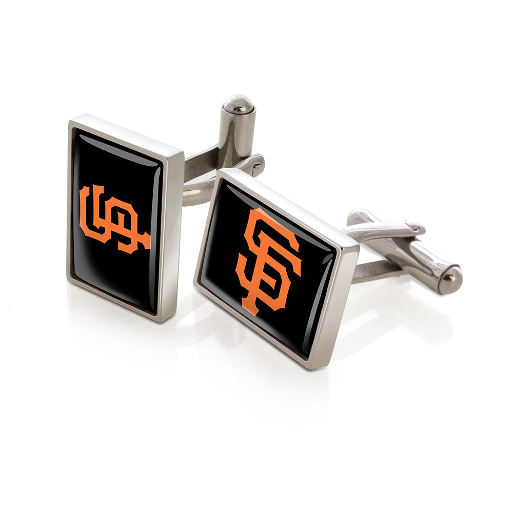 San Francisco Giants logo cufflinks, polished steel with urethane coating