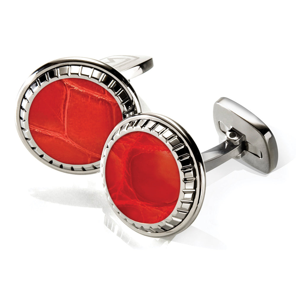 Red Alligator Carved Cufflinks