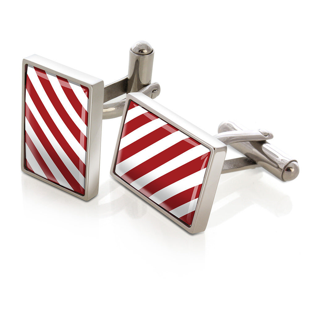 Cufflinks in crimson and white team colors