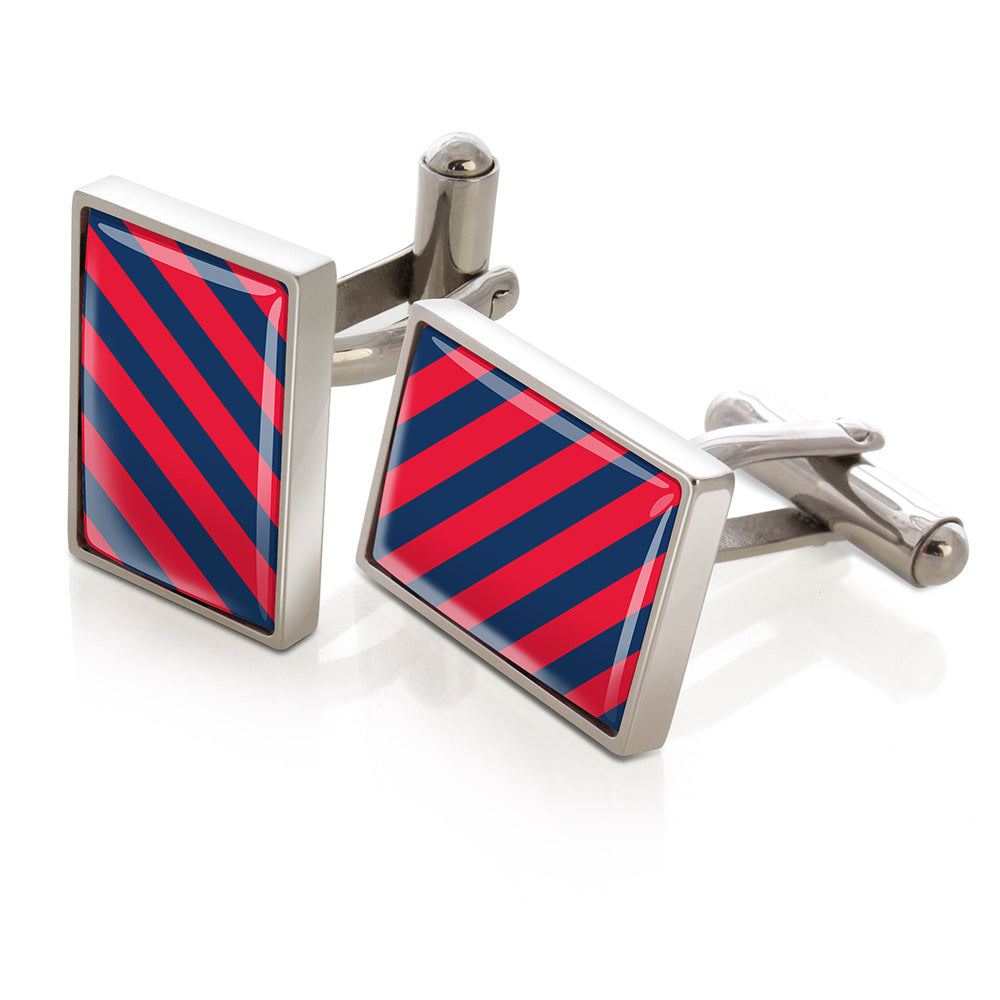 Cufflinks in dark blue and red team colors