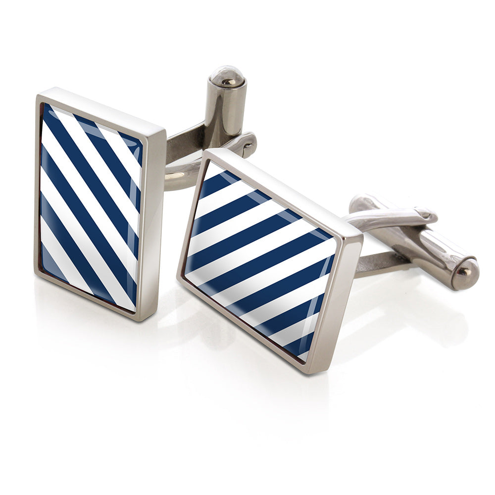 Dark Blue & White Inlay Cufflinks