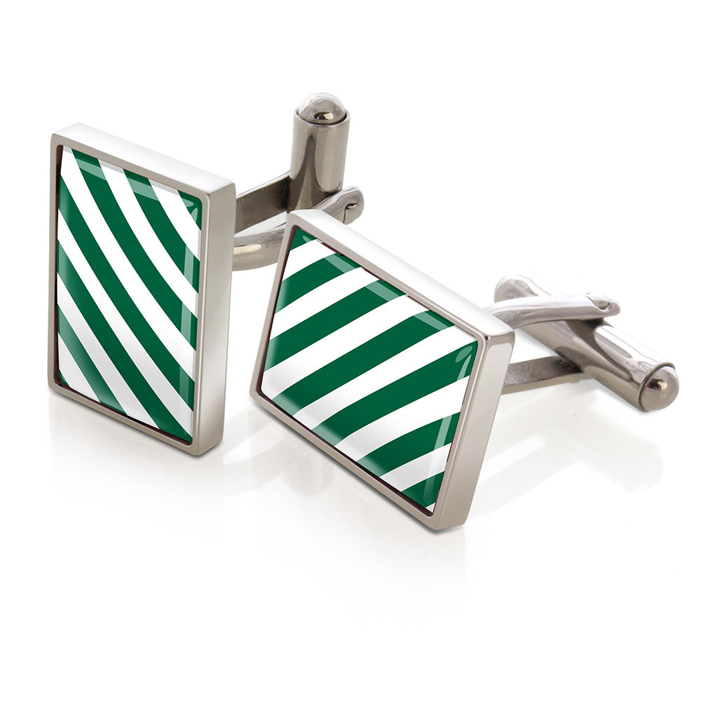 Cufflinks in dark green and white team colors