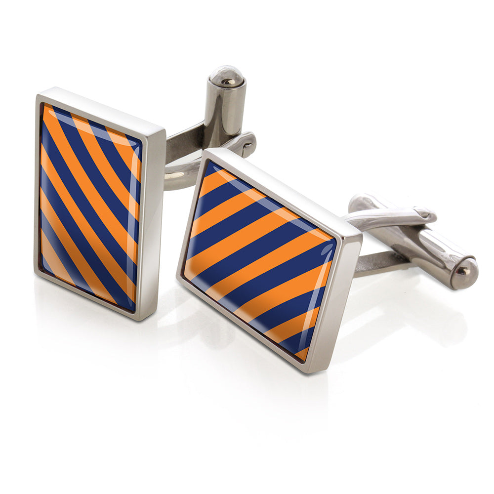 Cufflinks in orange and dark blue team colors