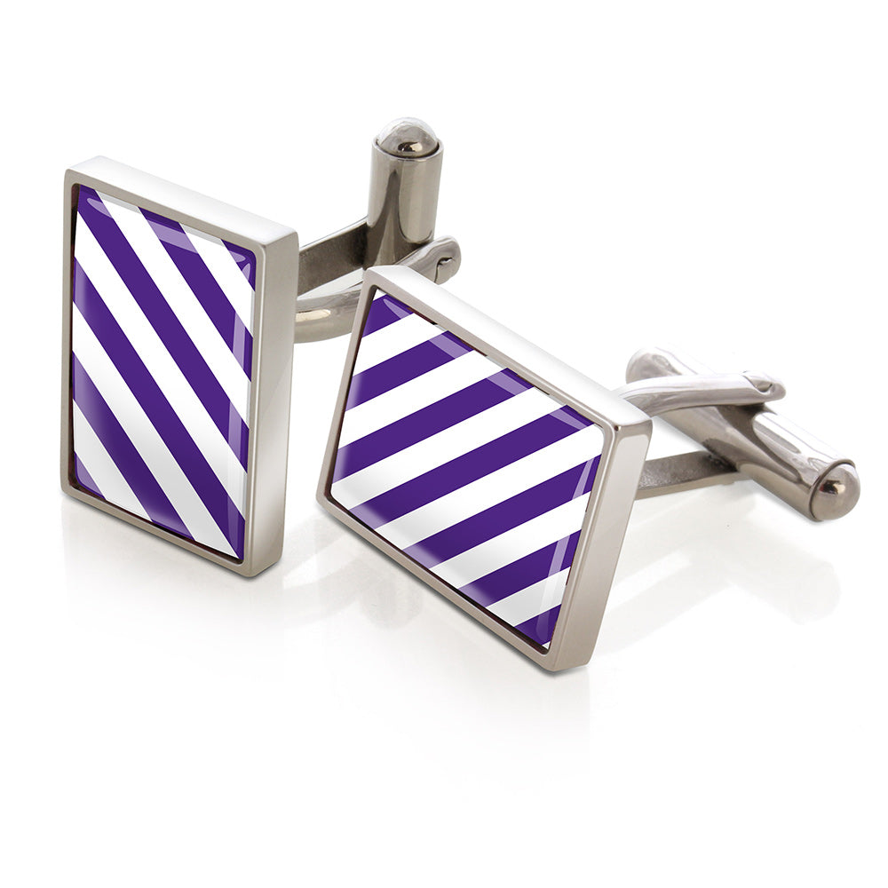 Cufflinks in purple and white team colors