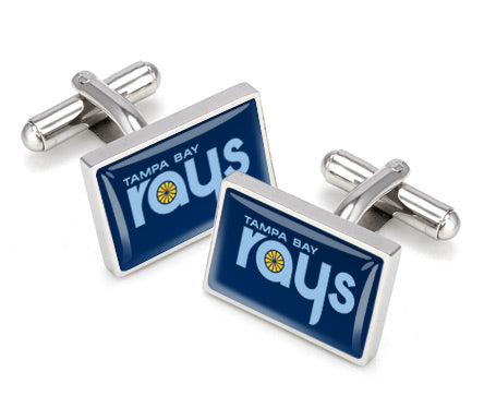 Tampa Bay Rays logo cufflinks, polished steel with urethane coating