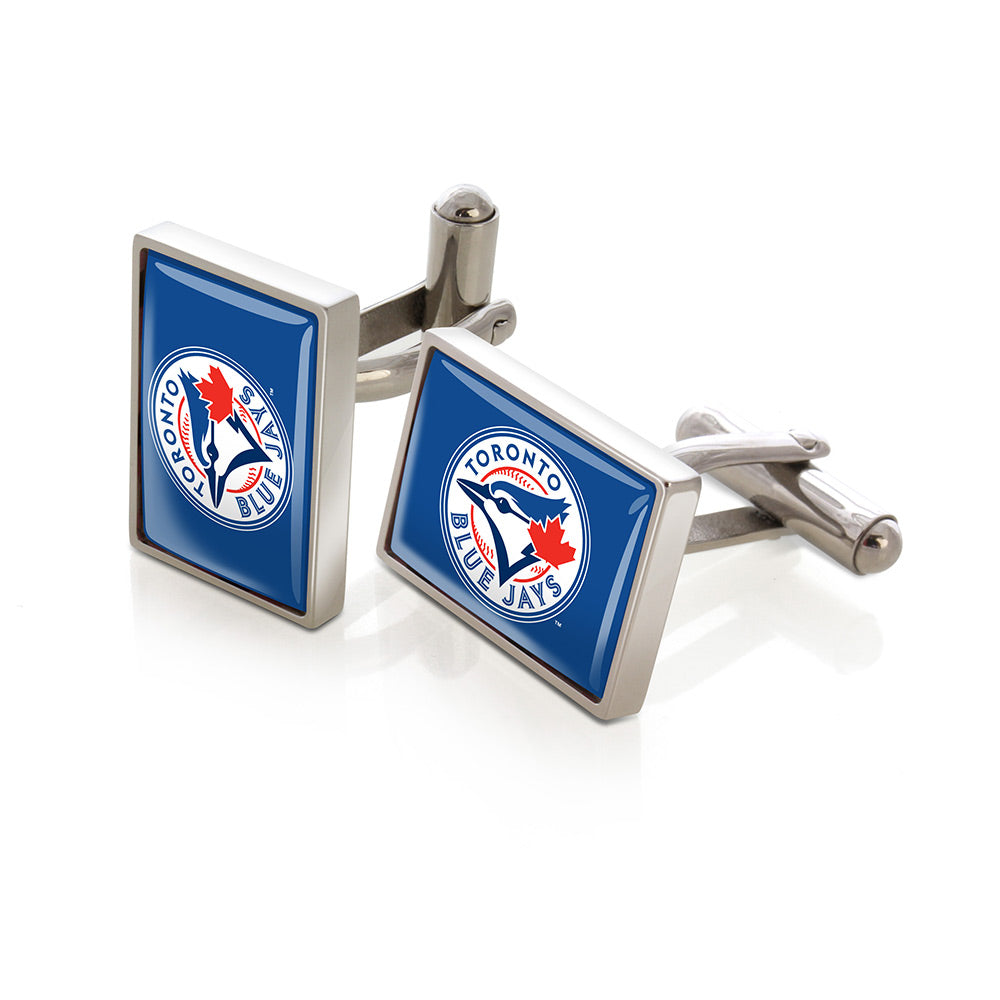 Toronto Blue Jays logo cufflinks, polished steel with urethane coating