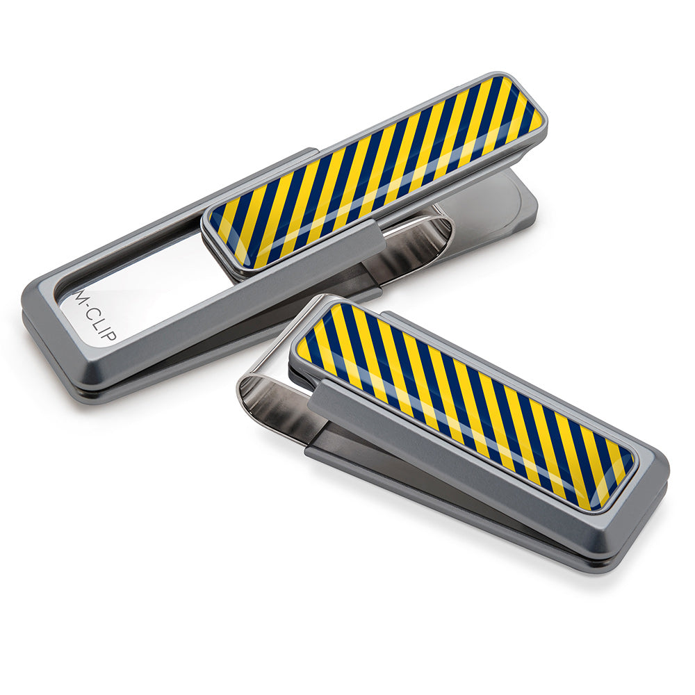 Dark blue and yellow team money clip, aircraft aluminum