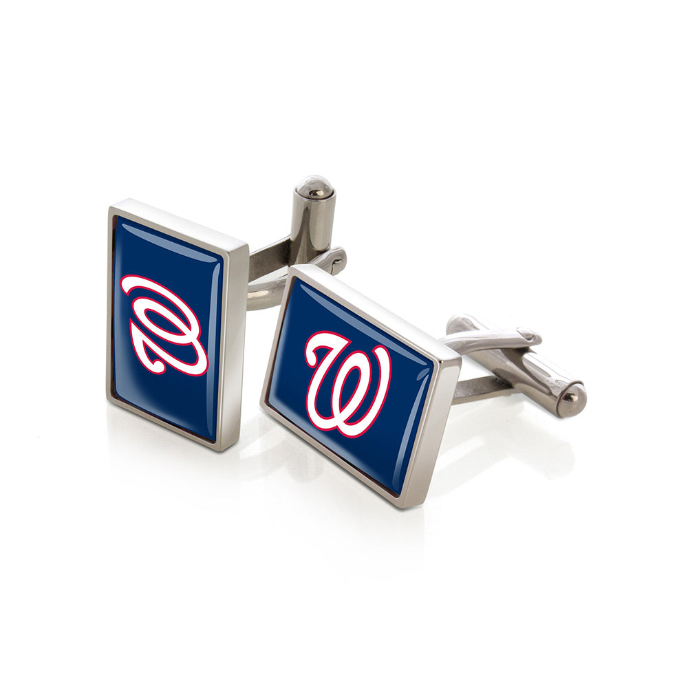 Washington Nationals logo cufflinks, polished steel with urethane coating