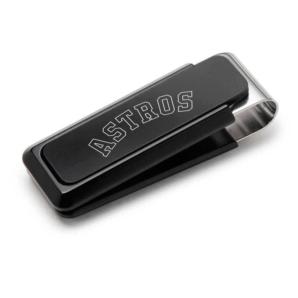 Houston Astros black solid slide money clip, laser engraved
