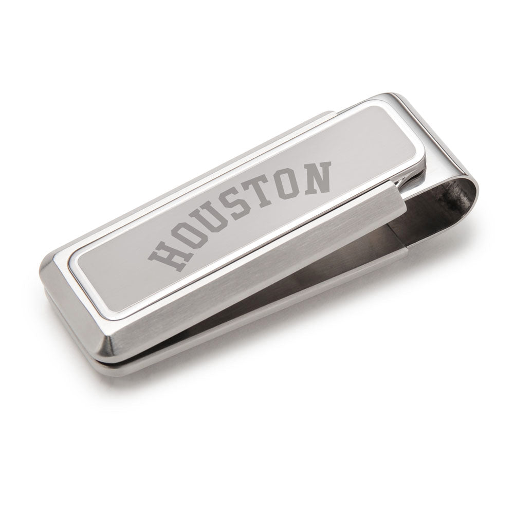 Houston Astros laser-engraved stainless money clip