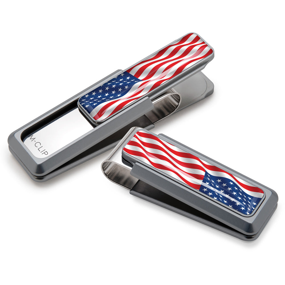 Natural With US Flag Money Clip