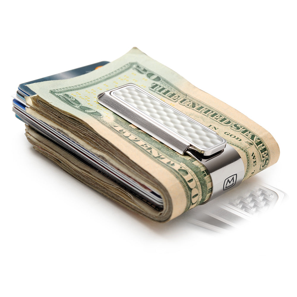 Brushed Stainless White Golf Ball Money Clip