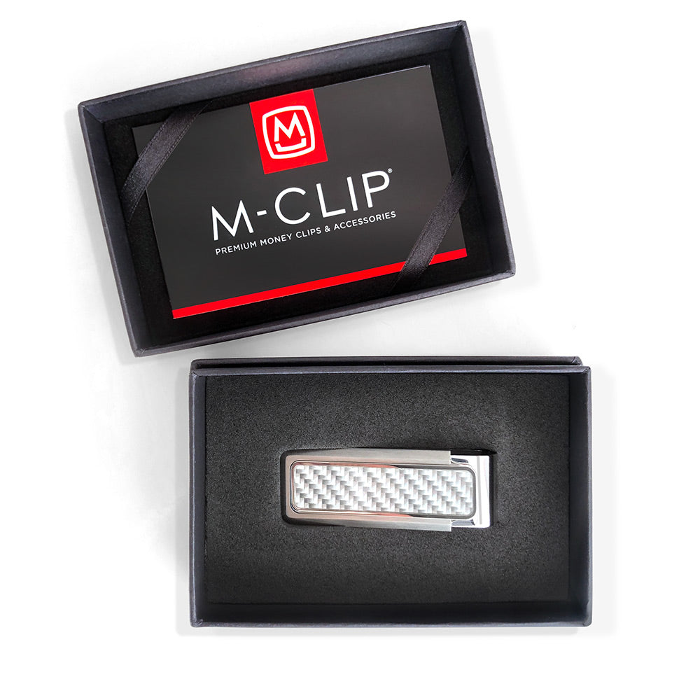 Stainless With White Carbon Fiber Money Clip