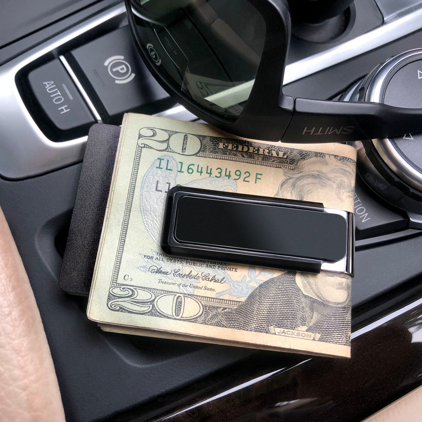 Black Solid Slide Money Clip