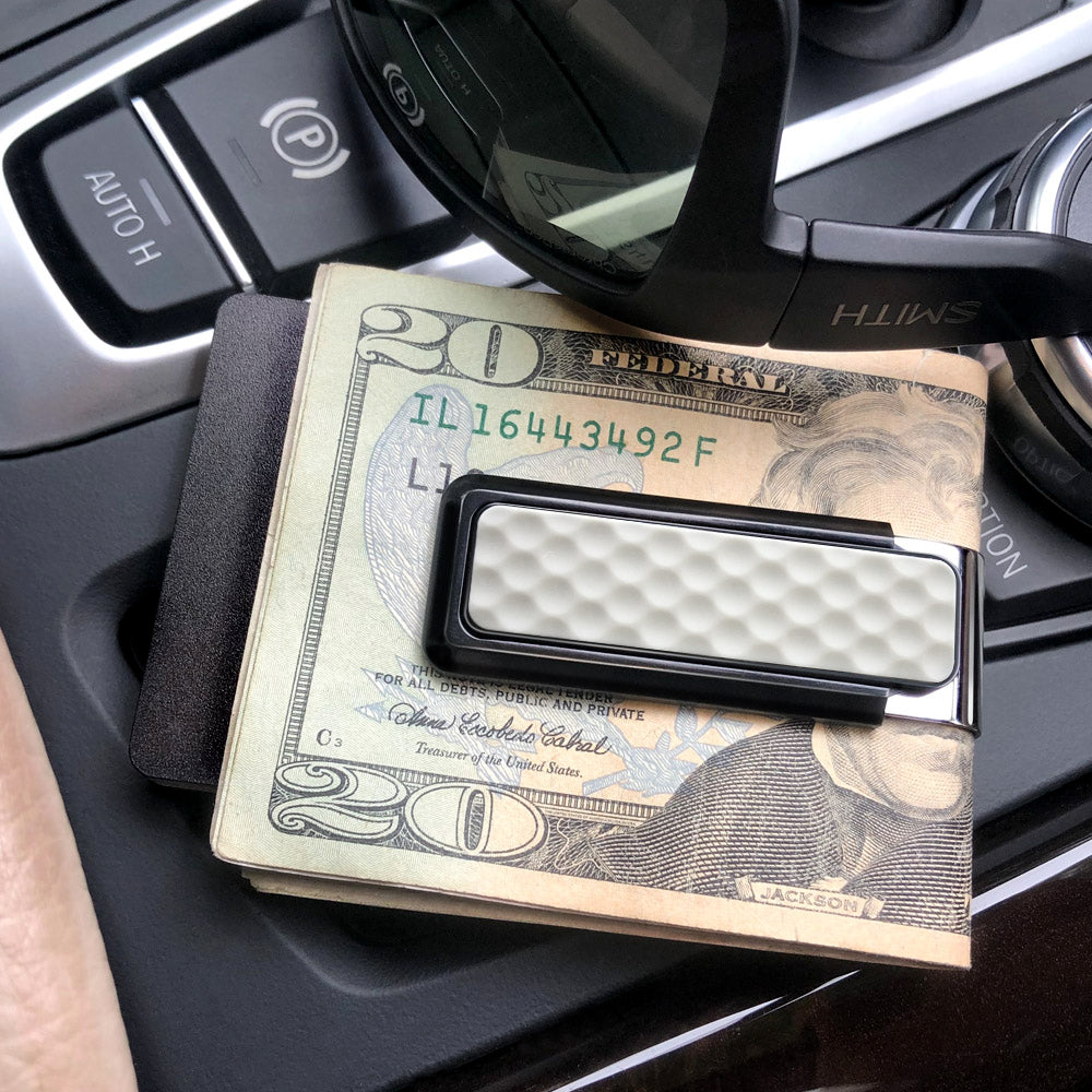 Black Anodized White Golf Ball Money Clip