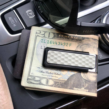 Black Anodized White Golf Ball Money Clip