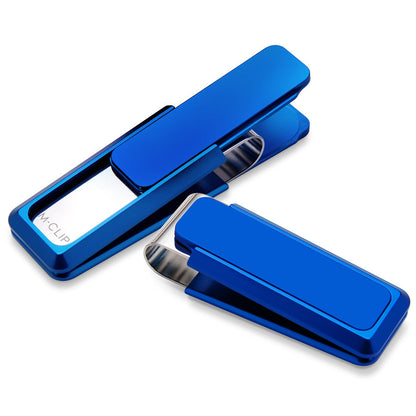 Solid blue money clip, a slim wallet alternative