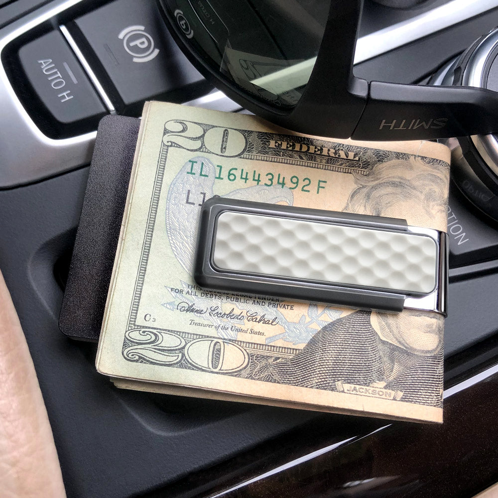 Natural Anodized White Golf Ball Money Clip