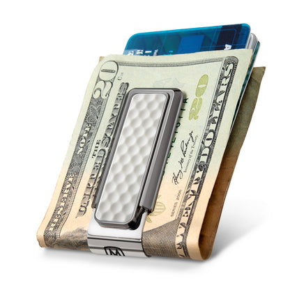 Natural Anodized White Golf Ball Money Clip