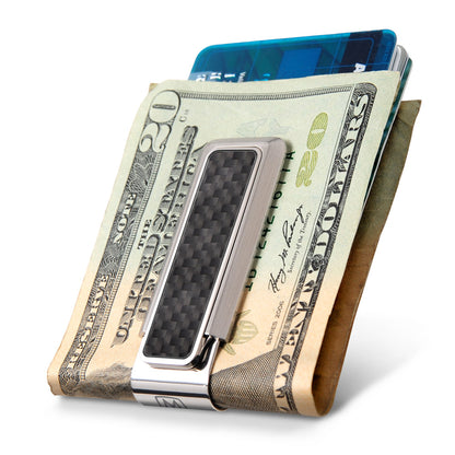 Stainless With Black Carbon Fiber Money Clip