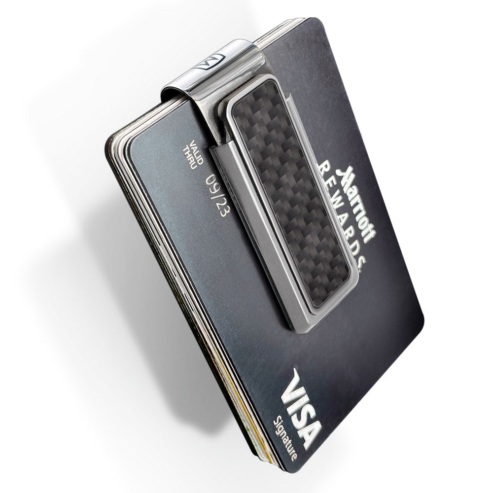 Stainless With Black Carbon Fiber Money Clip